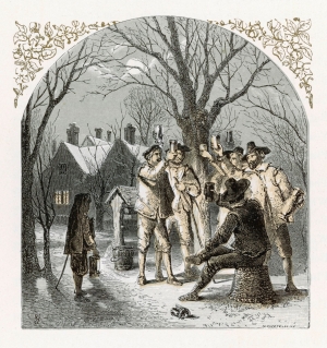 Wassailing fruit trees illustration by Birket Foster, 1872